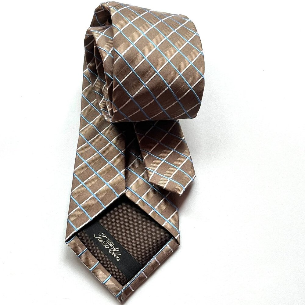 Tasso Elba Diagonal Plaid Silk Tie - New with Tags